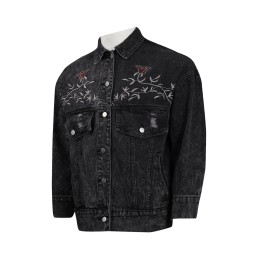 JN001  design black denim jacket embroidered denim jacket denim  manufacturer JN001  design black denim jacket embroidered denim jacket denim  manufacturer
